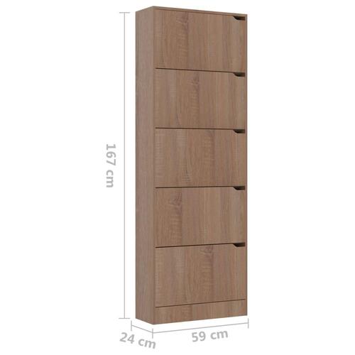 Skoskab med 5 låger 59x24x167 cm spånplade sonoma-eg