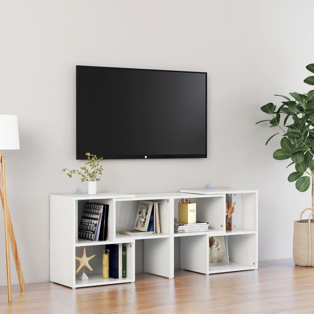 Tv-bord 104x30x52 cm konstrueret træ hvid højglans