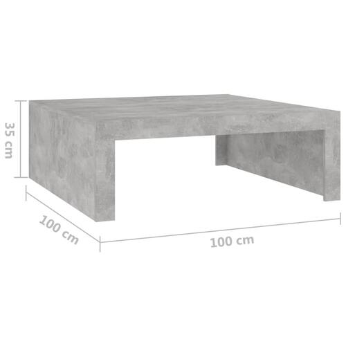 Sofabord 100x100x35 cm konstrueret træ betongrå