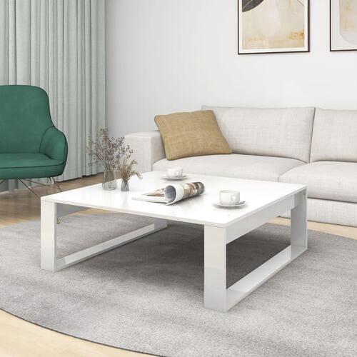 Sofabord 100x100x35 cm konstrueret træ hvid højglans