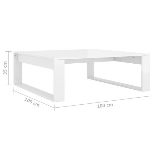 Sofabord 100x100x35 cm konstrueret træ hvid højglans