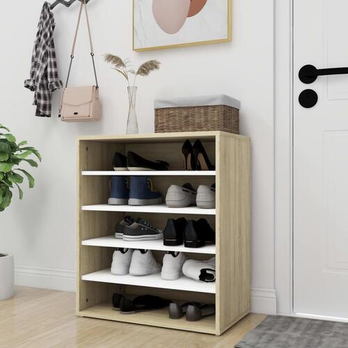Skoreol 60x35x70 cm spånplade Hvid og sonoma-eg