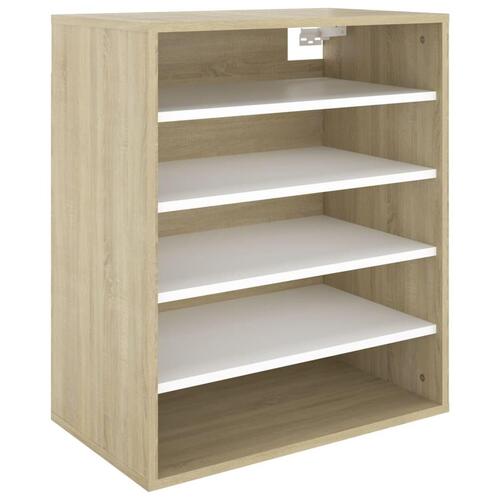 Skoreol 60x35x70 cm spånplade Hvid og sonoma-eg