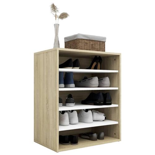 Skoreol 60x35x70 cm spånplade Hvid og sonoma-eg
