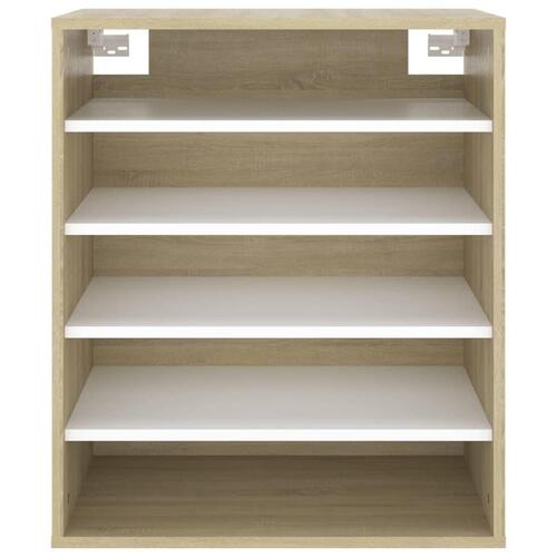 Skoreol 60x35x70 cm spånplade Hvid og sonoma-eg