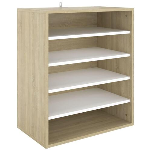 Skoreol 60x35x70 cm spånplade Hvid og sonoma-eg