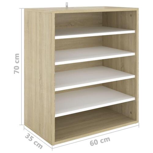 Skoreol 60x35x70 cm spånplade Hvid og sonoma-eg