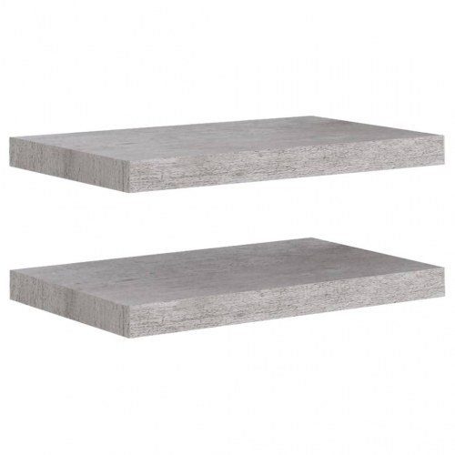 Væghylder 2 stk. - 50×23×3,8 cm i MDF, betongrå