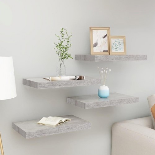 Væghylder 4 stk. 50×23×3,8 cm - MDF i betongrå