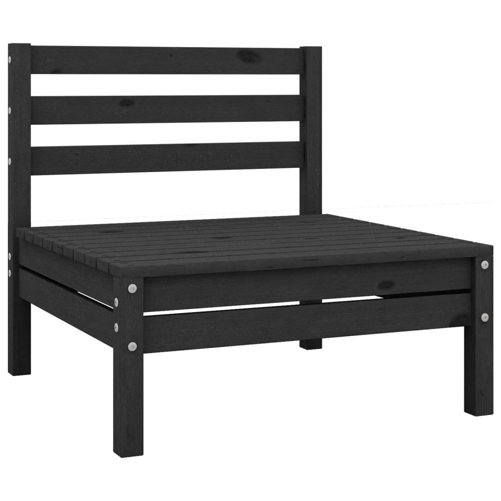 Midtermodul til havesofa massivt fyrretræ sort