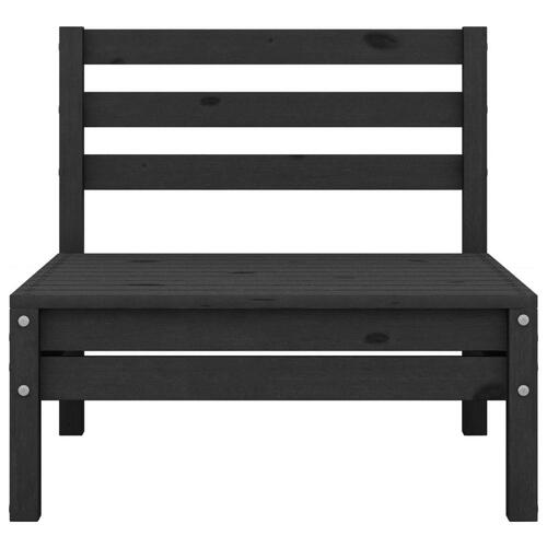 Midtermodul til havesofa massivt fyrretræ sort