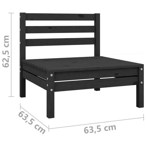 Midtermodul til havesofa massivt fyrretræ sort