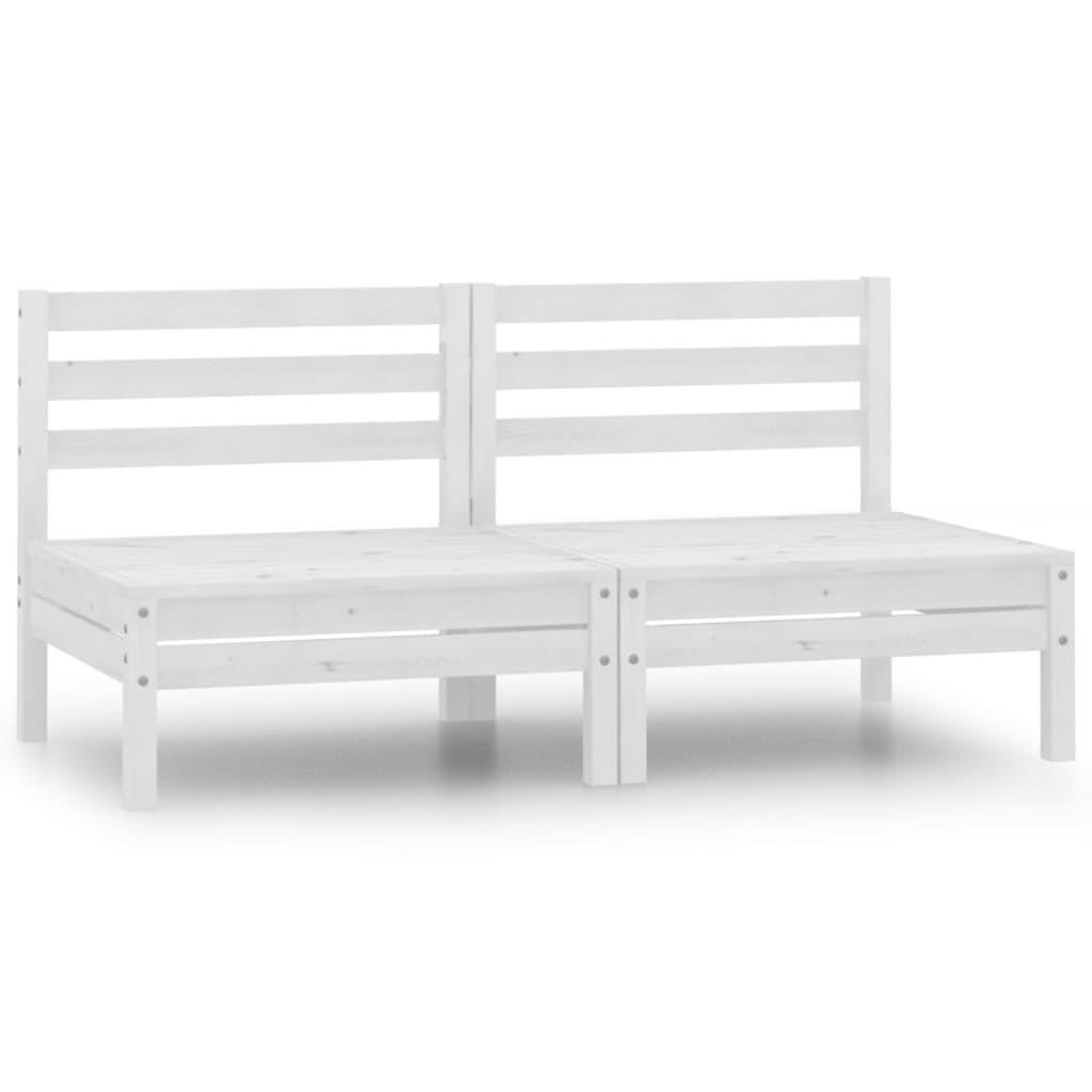Midterdele til havesofa 2 stk. massivt fyrretræ hvid