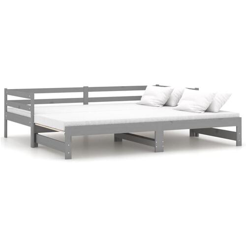 Daybed med udtræk 2x(90x200) cm massivt fyrretræ grå