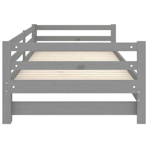 Daybed med udtræk 2x(90x200) cm massivt fyrretræ grå