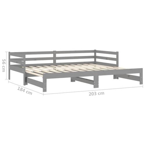 Daybed med udtræk 2x(90x200) cm massivt fyrretræ grå