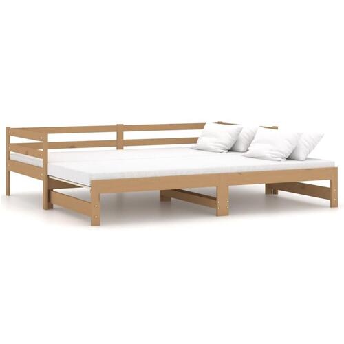 Daybed med udtræk 2x(90x200) cm massivt fyrretræ gyldenbrun