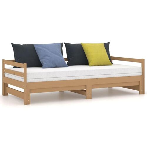 Daybed med udtræk 2x(90x200) cm massivt fyrretræ gyldenbrun