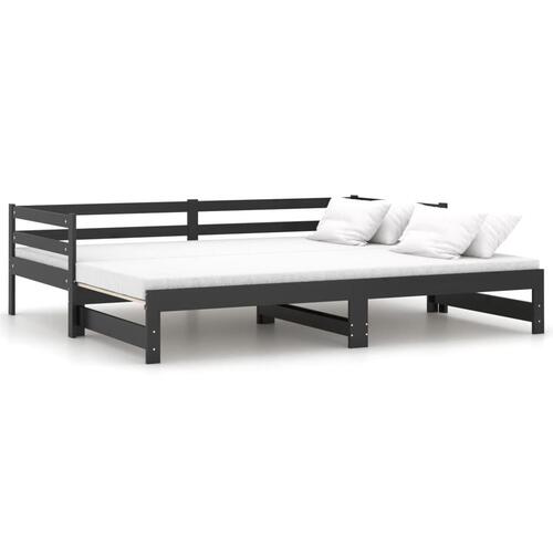 Daybed med udtræk 2x(90x200) cm massivt fyrretræ sort