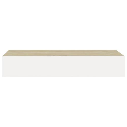 Hylder med skuffe 2 stk. 60x23,5x10 cm MDF egetræsfarve og hvid