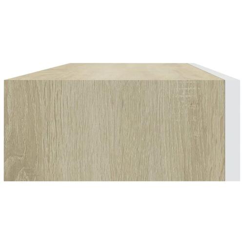Hylder med skuffe 2 stk. 60x23,5x10 cm MDF egetræsfarve og hvid