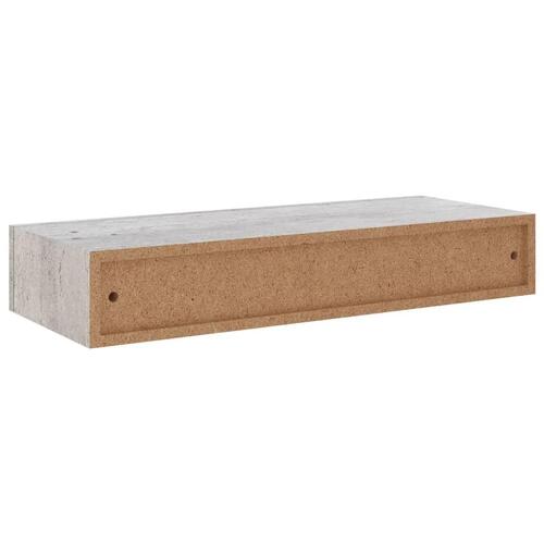 Væghylder med skuffe 2 stk. 60x23,5x10 cm MDF betongrå