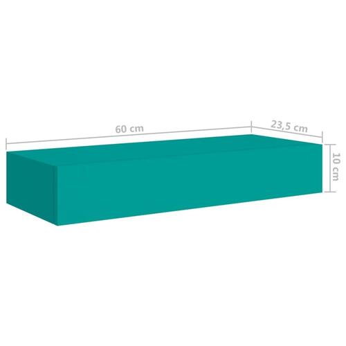 Væghylder med skuffer 2 stk. 60x23,5x10 cm MDF blå