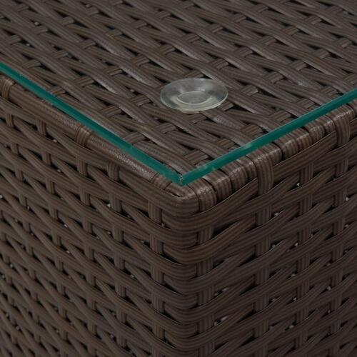 Sideborde med glastop 3 stk. polyrattan brun