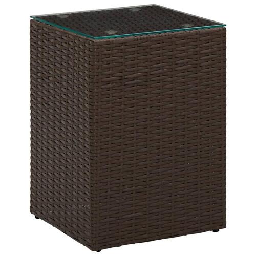 Sideborde med glastop 3 stk. polyrattan brun