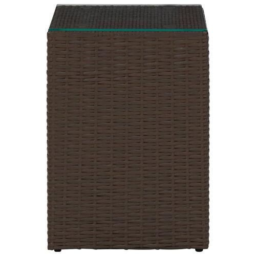 Sideborde med glastop 3 stk. polyrattan brun
