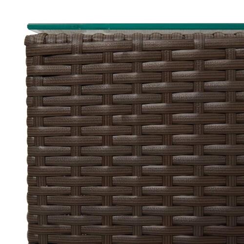 Sideborde med glastop 3 stk. polyrattan brun