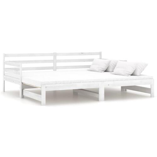 Daybed med udtræk 2x(90x200) cm massivt fyrretræ hvid