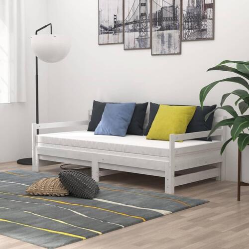 Daybed med udtræk 2x(90x200) cm massivt fyrretræ hvid