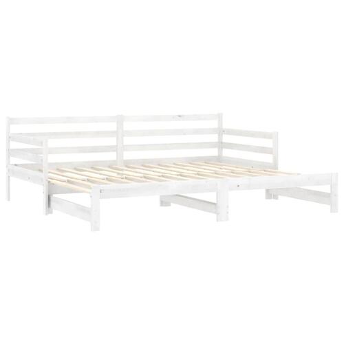 Daybed med udtræk 2x(90x200) cm massivt fyrretræ hvid