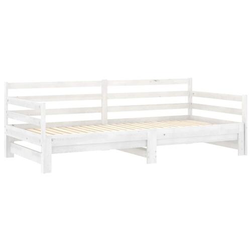Daybed med udtræk 2x(90x200) cm massivt fyrretræ hvid
