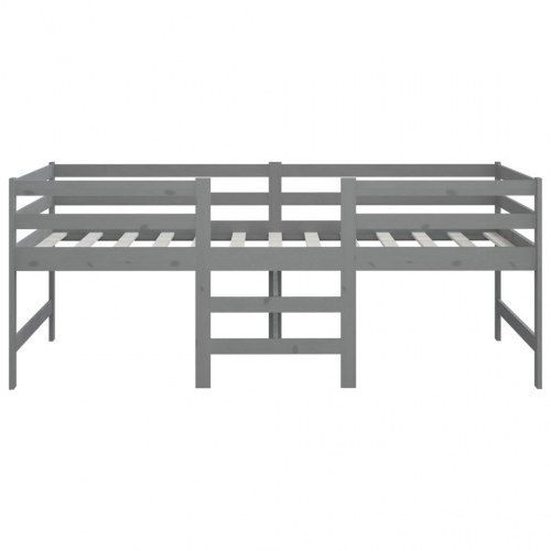 Mellemhøj seng 90x200 cm massivt fyrretræ grå