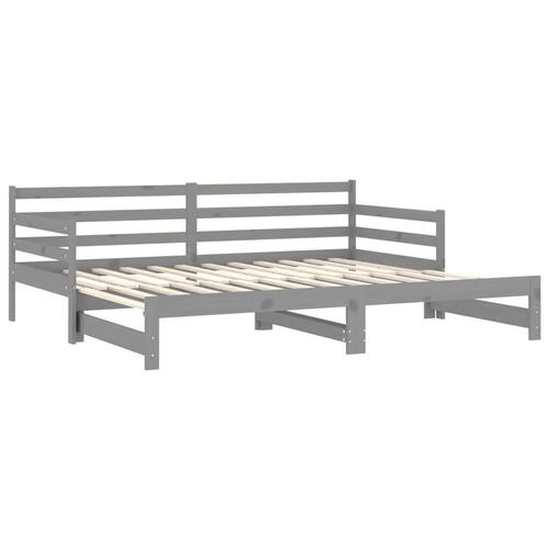 Daybed med udtræk 2x(90x200) cm massivt fyrretræ grå
