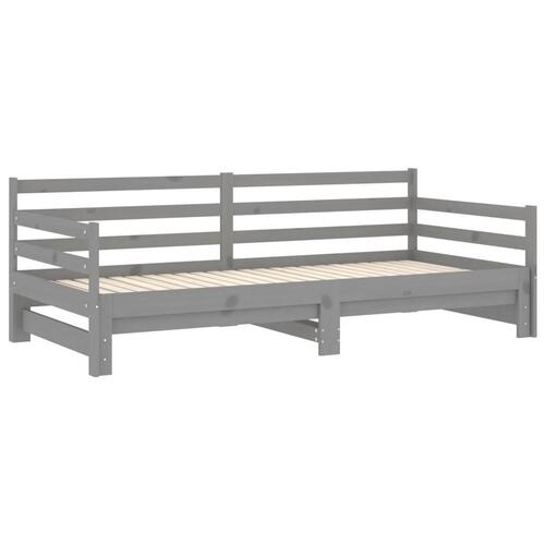 Daybed med udtræk 2x(90x200) cm massivt fyrretræ grå
