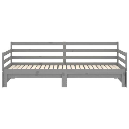 Daybed med udtræk 2x(90x200) cm massivt fyrretræ grå