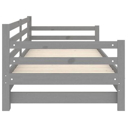 Daybed med udtræk 2x(90x200) cm massivt fyrretræ grå