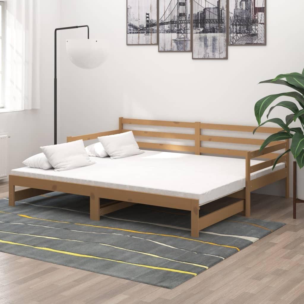 Daybed med udtræk 2x(90x200) cm massivt fyrretræ gyldenbrun