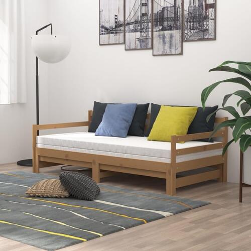 Daybed med udtræk 2x(90x200) cm massivt fyrretræ gyldenbrun