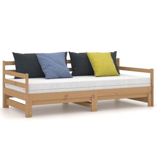 Daybed med udtræk 2x(90x200) cm massivt fyrretræ gyldenbrun