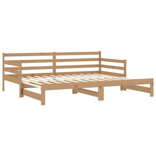 Daybed med udtræk 2x(90x200) cm massivt fyrretræ gyldenbrun