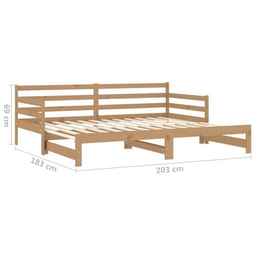 Daybed med udtræk 2x(90x200) cm massivt fyrretræ gyldenbrun