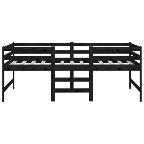 Mellemhøj seng 90x200 cm massivt fyrretræ sort