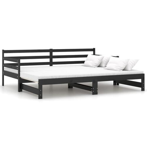 Daybed med udtræk 2x(90x200) cm massivt fyrretræ sort