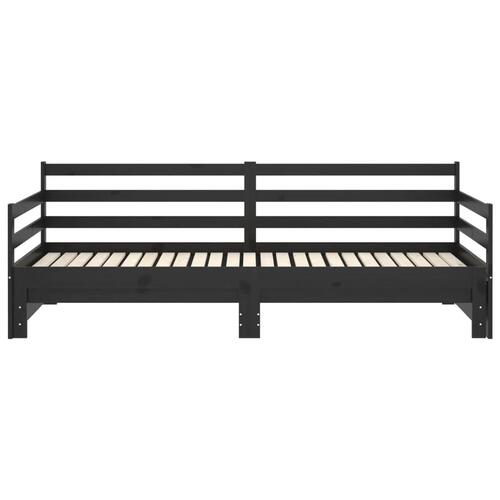 Daybed med udtræk 2x(90x200) cm massivt fyrretræ sort