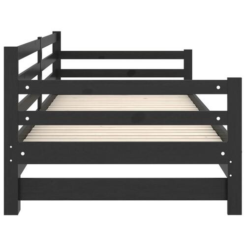 Daybed med udtræk 2x(90x200) cm massivt fyrretræ sort