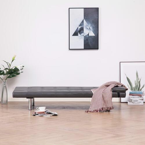 Sovesofa med to puder kunstlæder grå